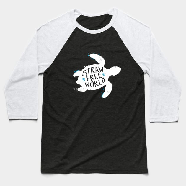 Straw Free World Baseball T-Shirt by zoljo